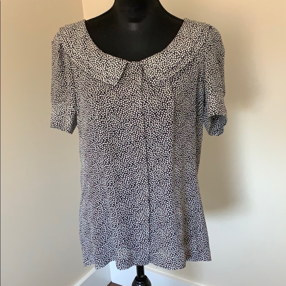 Tory Burch silk black white short sleeve top  6